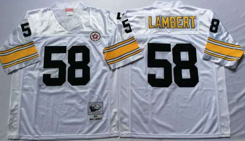 Steelers 58 Jack Lambert White M&N Throwback Jersey->nfl m&n throwback->NFL Jersey